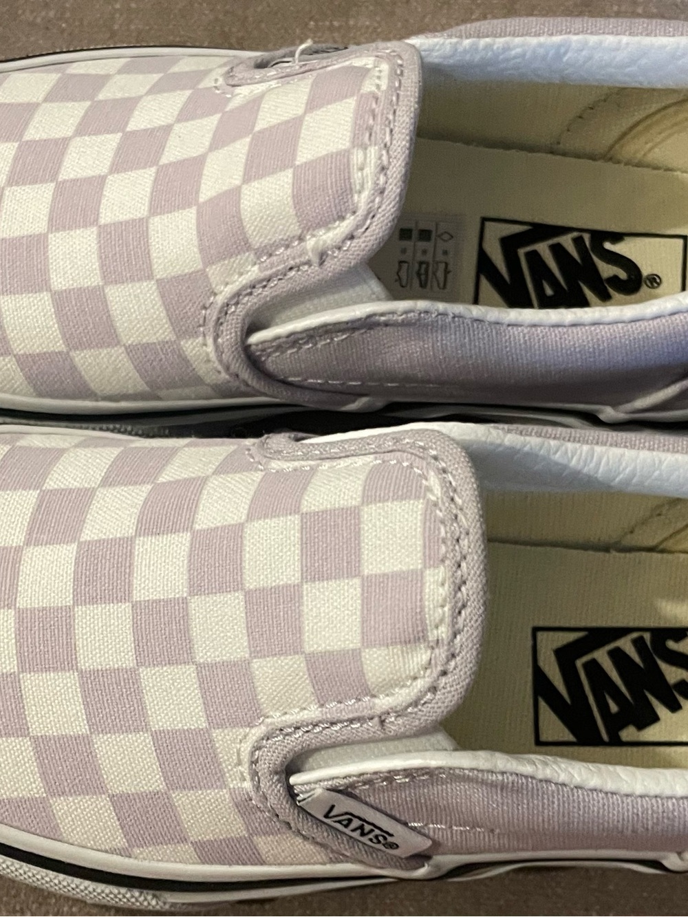 New - Vans Kids Slip-On Checkerboard Lavender & White